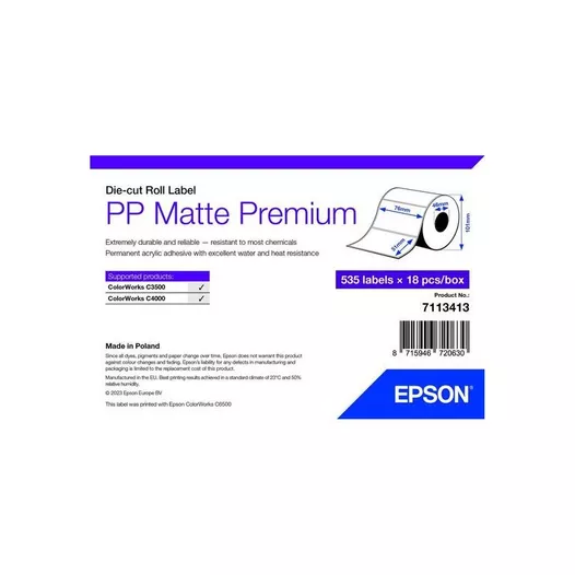 Epson Matte Inkjet PP Label Premium, 76mm x 51mm