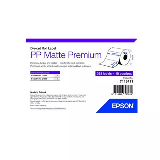 Epson Matte Inkjet PP Label Premium, 102mm x 76mm