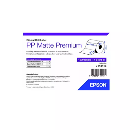 Epson Matte Inkjet PP Label Premium, 102mm x 76mm, 76mm core