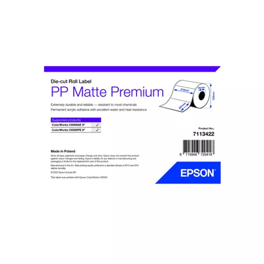 Epson Matte Inkjet PP Label Premium, 210mm x 297mm, 76mm core