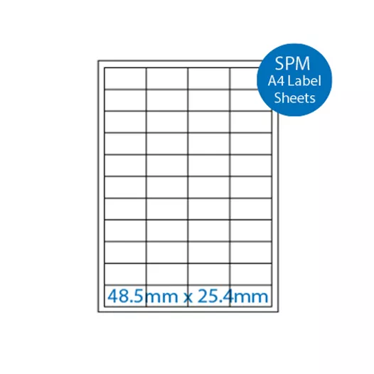 A4 Labels – Paper Sheets 48.5mm x 25.4mm