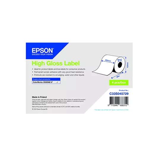 Epson Gloss Inkjet Paper 203mm x 58m Labels - 76mm Core C33S045729