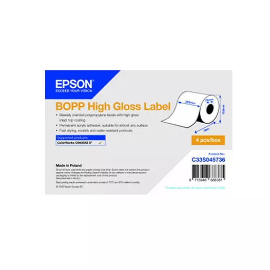 Epson BOPP Gloss Labels 203mm x 68m - 76mm Core C33S045736