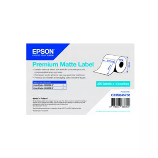 Epson Premium Matt Inkjet Paper Labels 210mm x 297mm - 76mm Core 
C33S045738