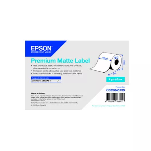 Epson Premium Matt Inkjet Paper Labels 203mm x 60m - 76mm Core 
C33S045739