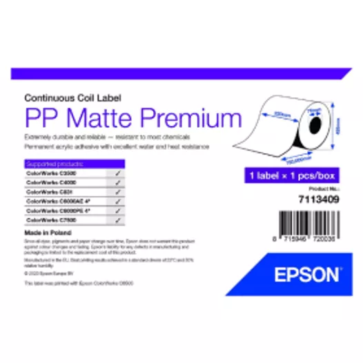 Epson Premium Matt Inkjet Paper Labels, 220mm x 750mm 