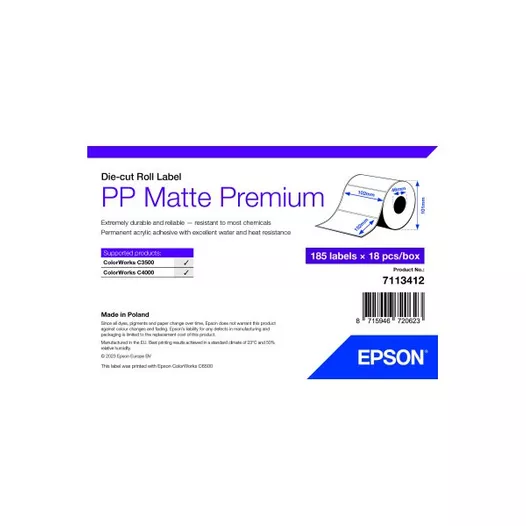 Epson Matte Inkjet PP Label Premium, 102mm x 152mm